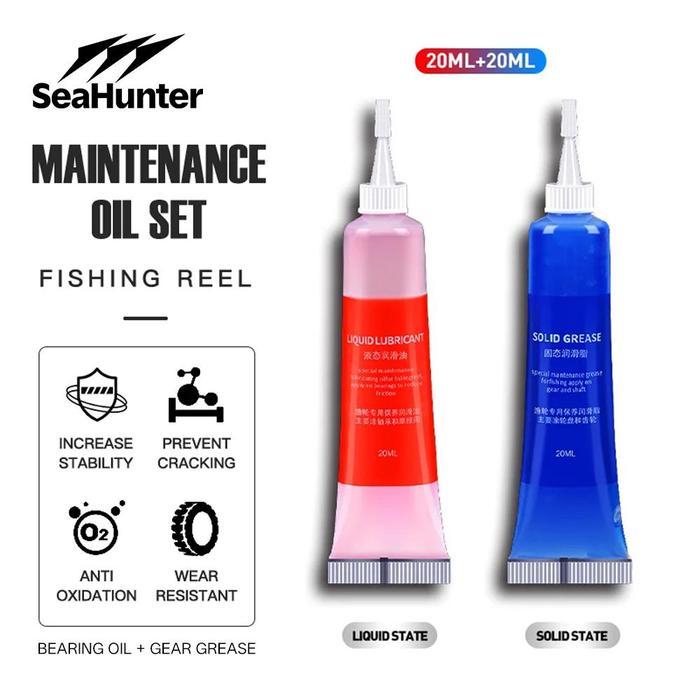 [OFFICIAL] SeaHunter Reel Oil+Grease Set,Pelumas Reel Pancing Oil & Grease (20mlx2 Buah), Anti Karat