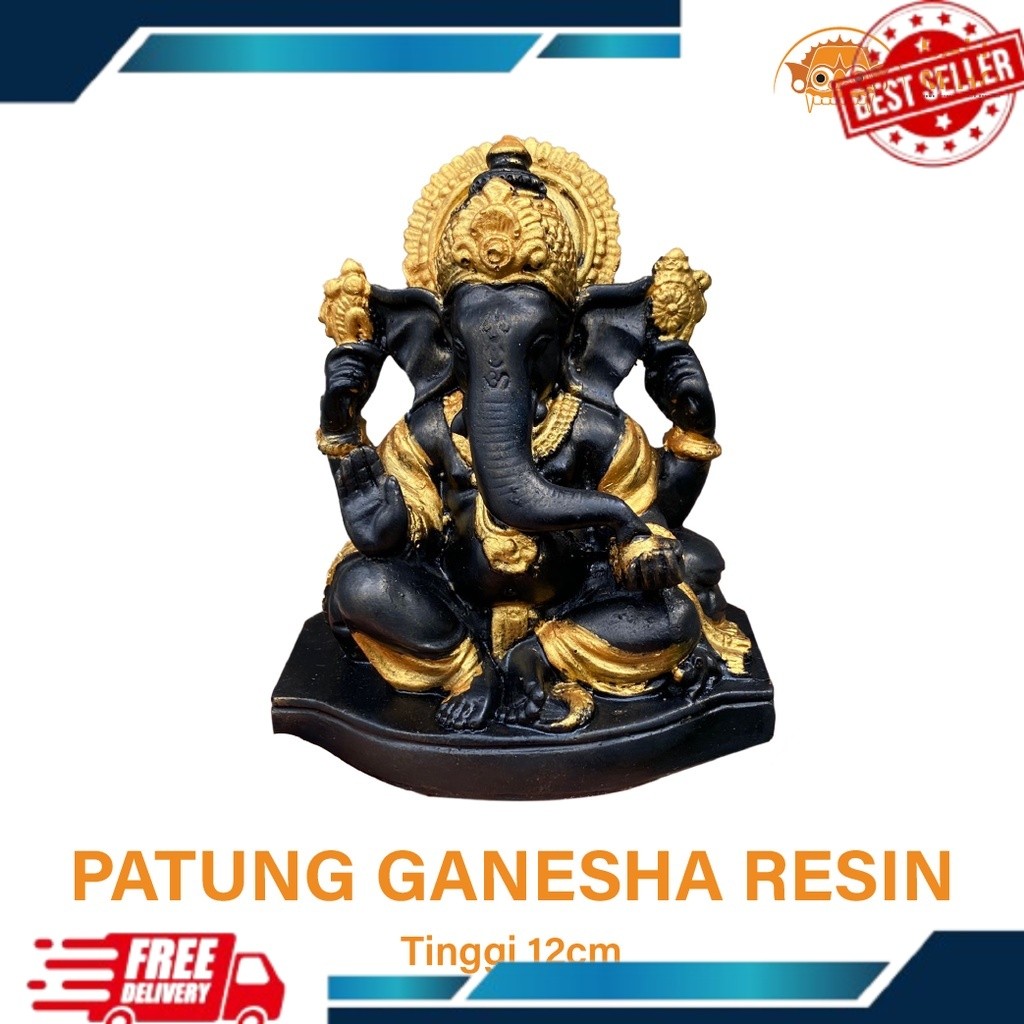 Patung Ganesha Resin Ukuran 12cm - Dekorasi Patung Ganesha Mini - Patung Ganesha - Patung Bali - Arc