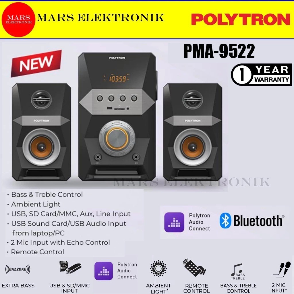 ]POLYTRON ACTIVE SPEAKER PMA9522 - SPEAKER BLUETOOTH POLYTRON PMA 9522