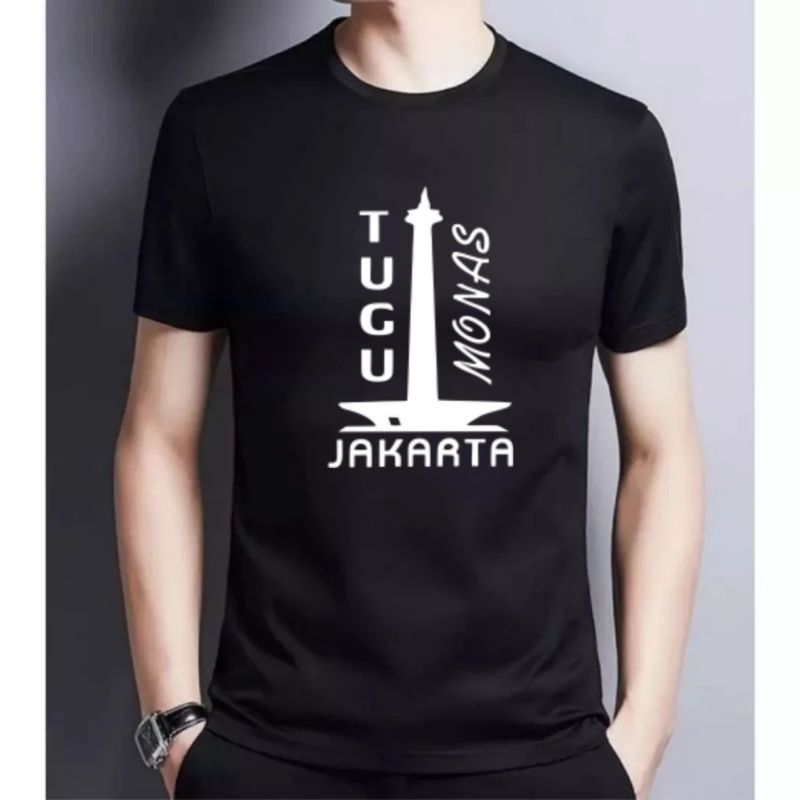 RAJADISTRO99 Baju Dewasa Gambar Tugu Monas Jakarta/Kaos Distro Unisex Tugu Monas Jakarta PREMIUM COT