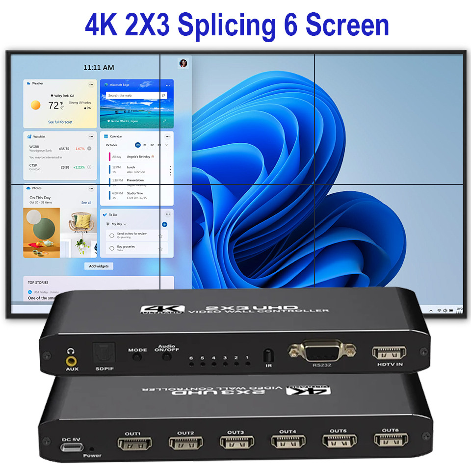 4K Video Wall Controller 2x3 HDMI TV Wall Processor 2x3 2x2 3x2 6 Screen Video Stitching Processor S