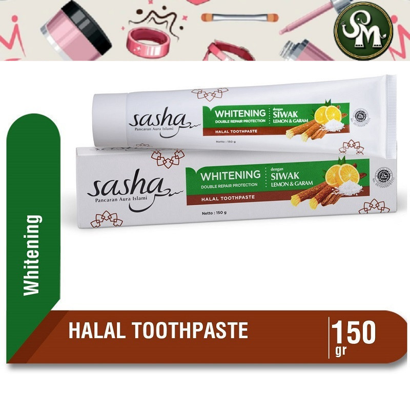 SASHA Toothpaste Pasta Gigi Whitening | Pencegah Gigi Berlubang | Herbal 150 gr