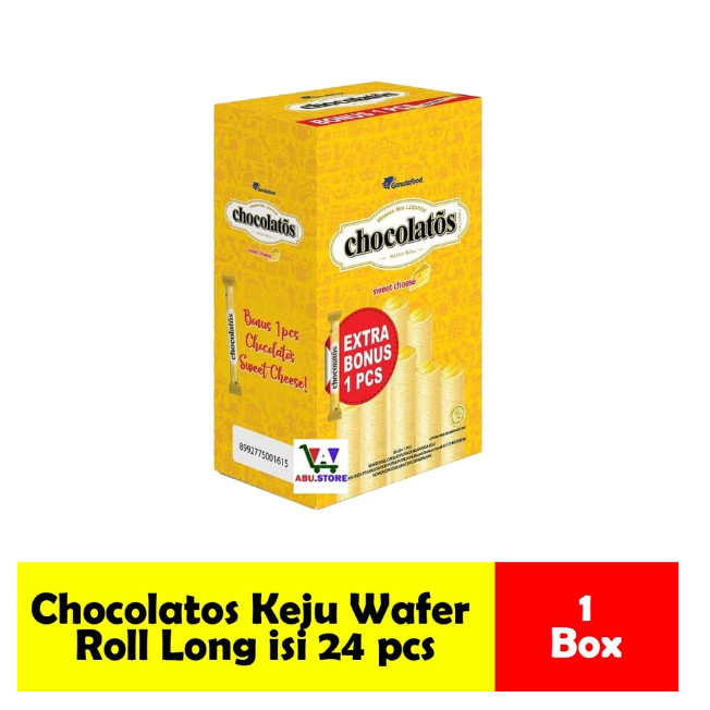 Chocolatos Wafer Roll Keju Isi 24 Pcs - Wafer Stik Keju Eceran 1000