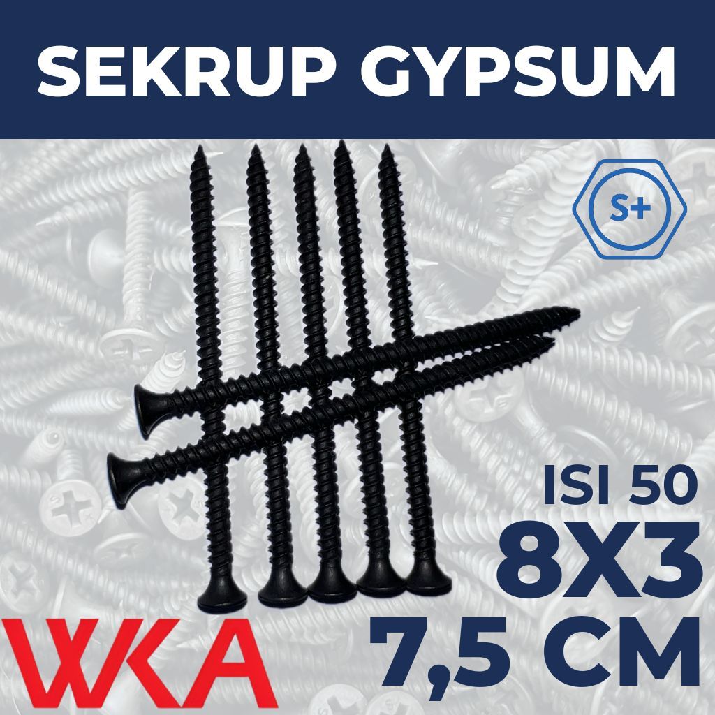 Sekrup Gypsum 7.5cm 8X3 (ISI 50 PCS) - Sekrup Plafon / Sekrup Holo / Sekrup Hollow / Sekrup Rangka /