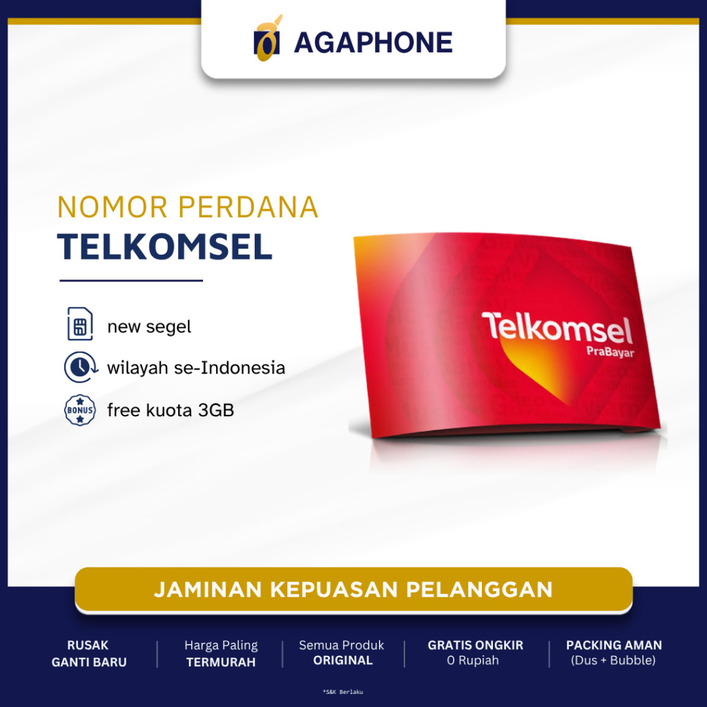 Kartu Perdana Telkomsel 3GB Nasional (SEGEL)