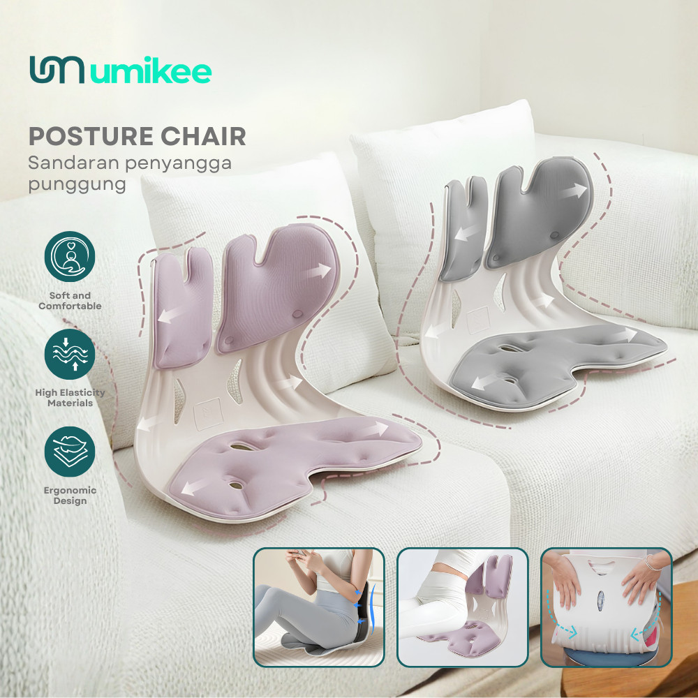 Umikee Kursi Duduk Ergonomis Posture Corrector Penyangga Pinggang & Punggung Posture Chair Kesehatan