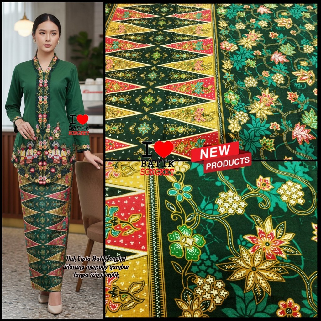 SARUNG BETAWI MOTIF 33 HIJAU BOTOL BUNGA KUNING MERAH IJO TUA ARMY ZAMRUD LUMUT TUMPAL PUCUK REBUNG 