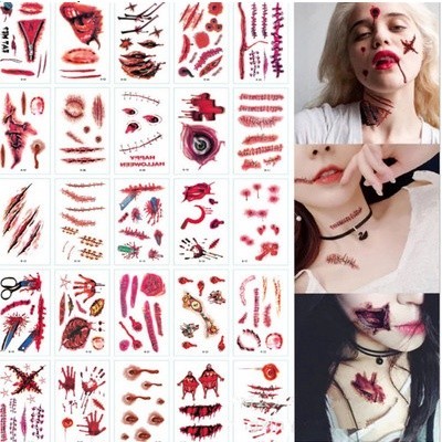 30Pcs Tatto Luka Tato Scars Prank Halloween