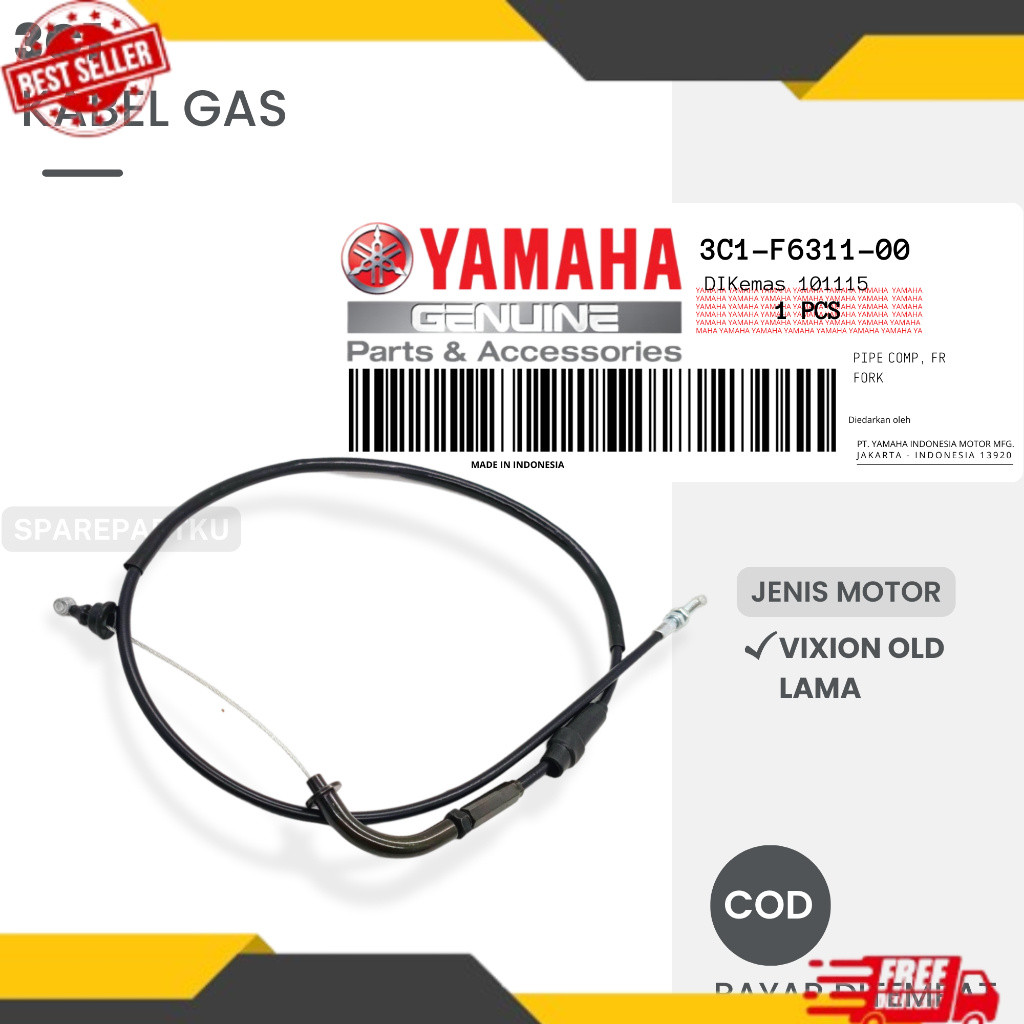 3C1 KABEL GAS MOTOR YAMAHA VIXION OLD VIXION LAMA/ CABEL GAS/ TALI KABEL GAS/ GAS TALI KABEL/ YAMAHA