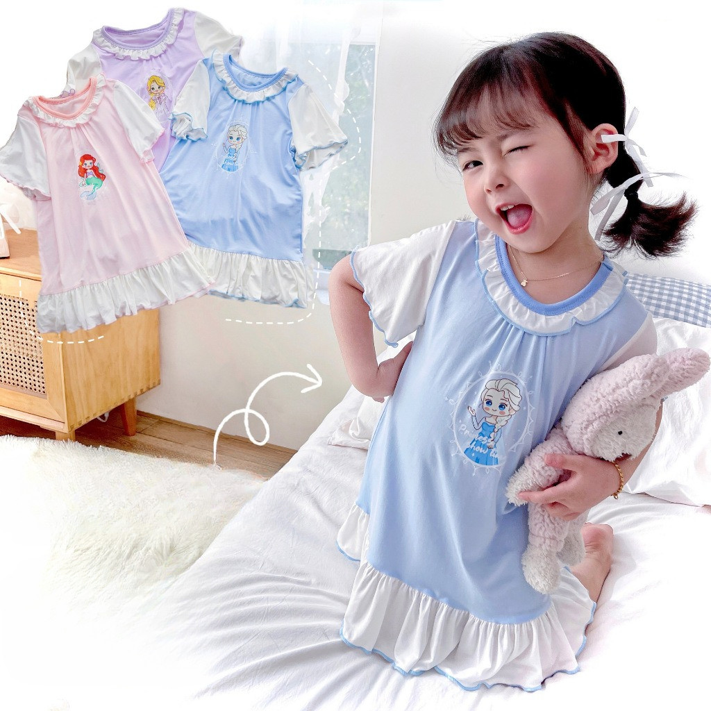 Dress Anak Daster Renda Putih Lengan Pendek Anak Perempuan Ariel Cinderella DA3