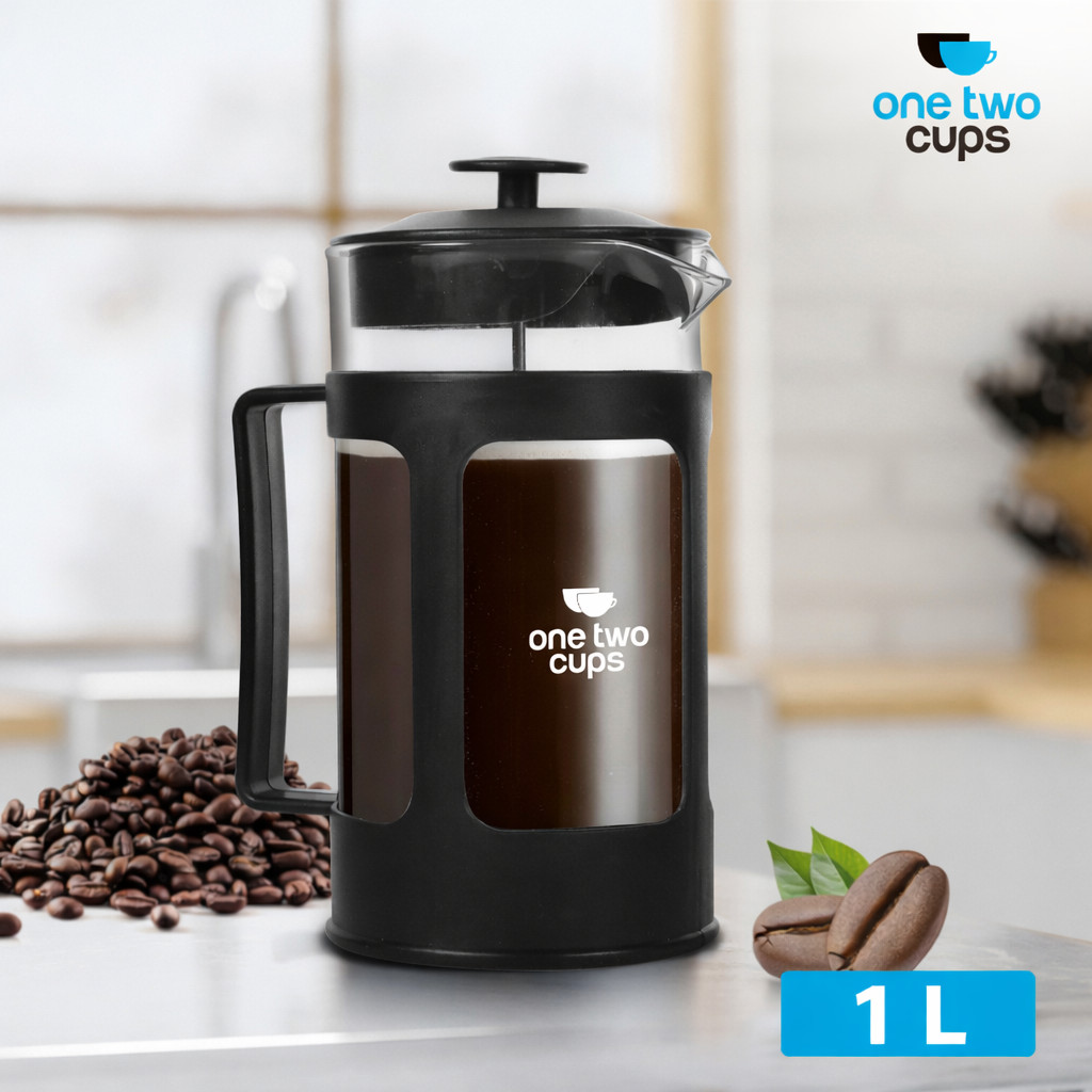 French Press Coffee Maker Pot Plunger Borosilicate Glass 1L - French Press Kopi Manual 1L Borosilica