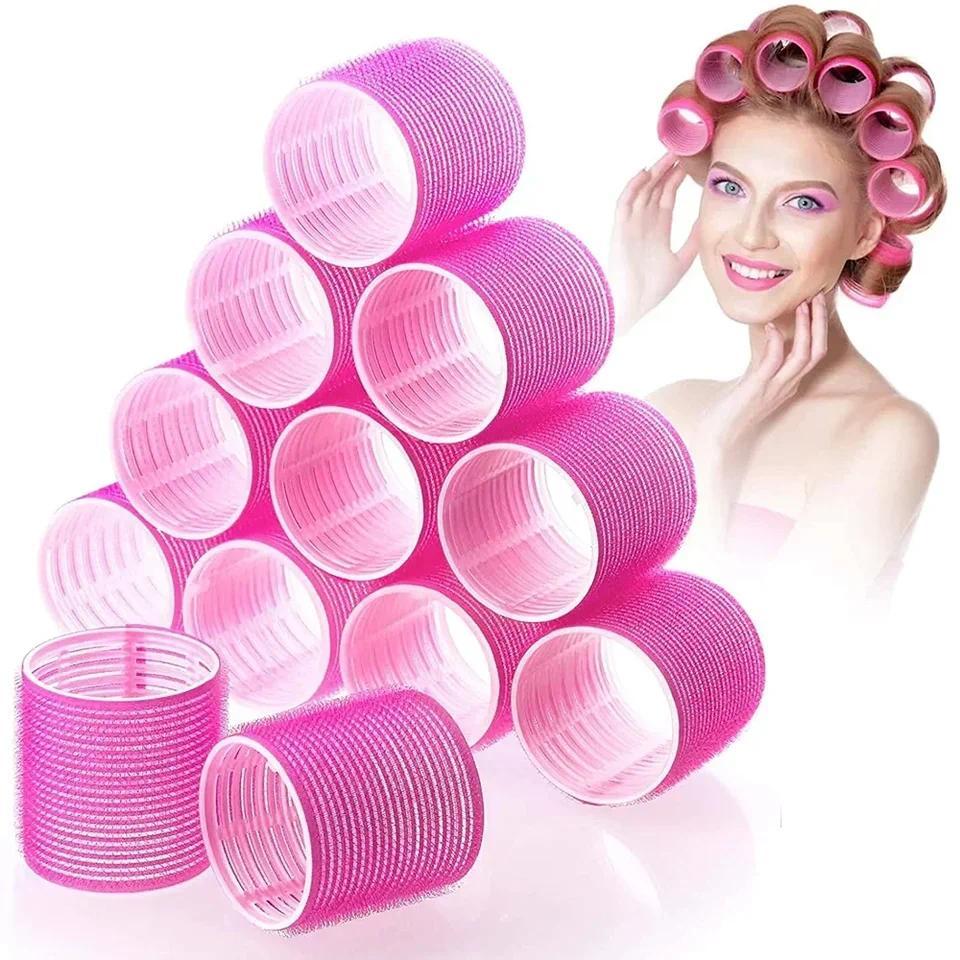 Self-Grip Hair Rollers Heatless Hair Curlers No Heat Hair Bang Volume Self-adhesive Hook &amp Loop Y