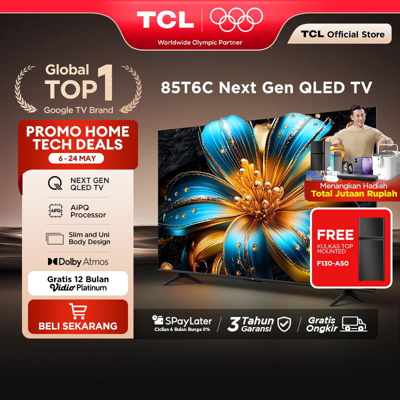 TCL Next Gen QLED 85 inch T6C - 4K Google TV - HVA Panel - HDR 10+ - Dolby Vision & Atmos - Google A