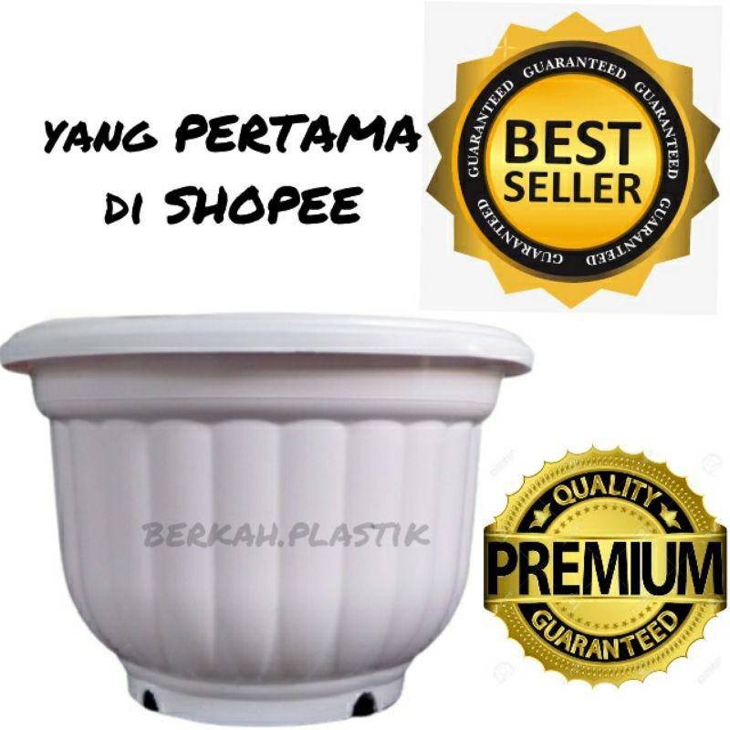 JAYYAS  - POT BUNGA PLASTIK MODEL BELIMBING WARNA PUTIH UKURAN 30 terbaru