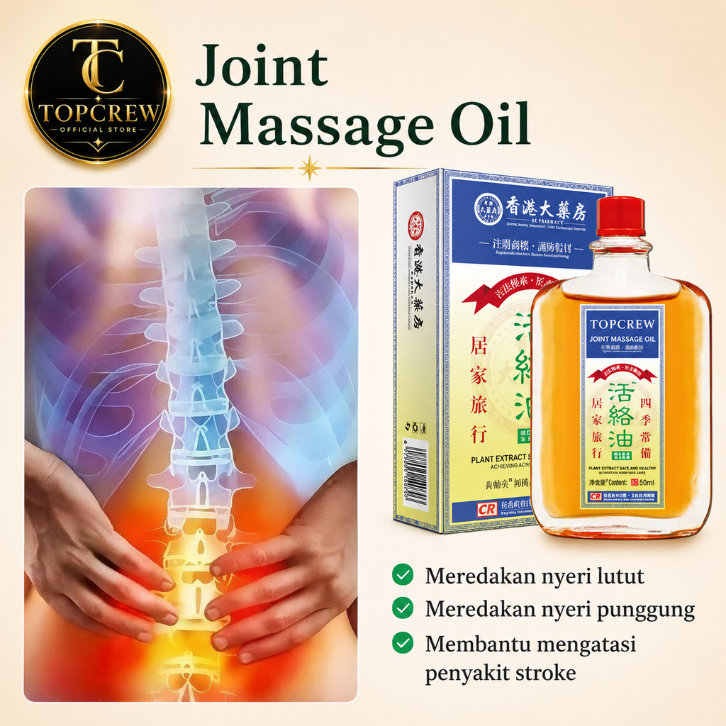 TOPCREW 50ML Minyak Saraf Ampuh Minyak HongKong Pain Ease Oil Joint Massage Oil Knee pain relief oil