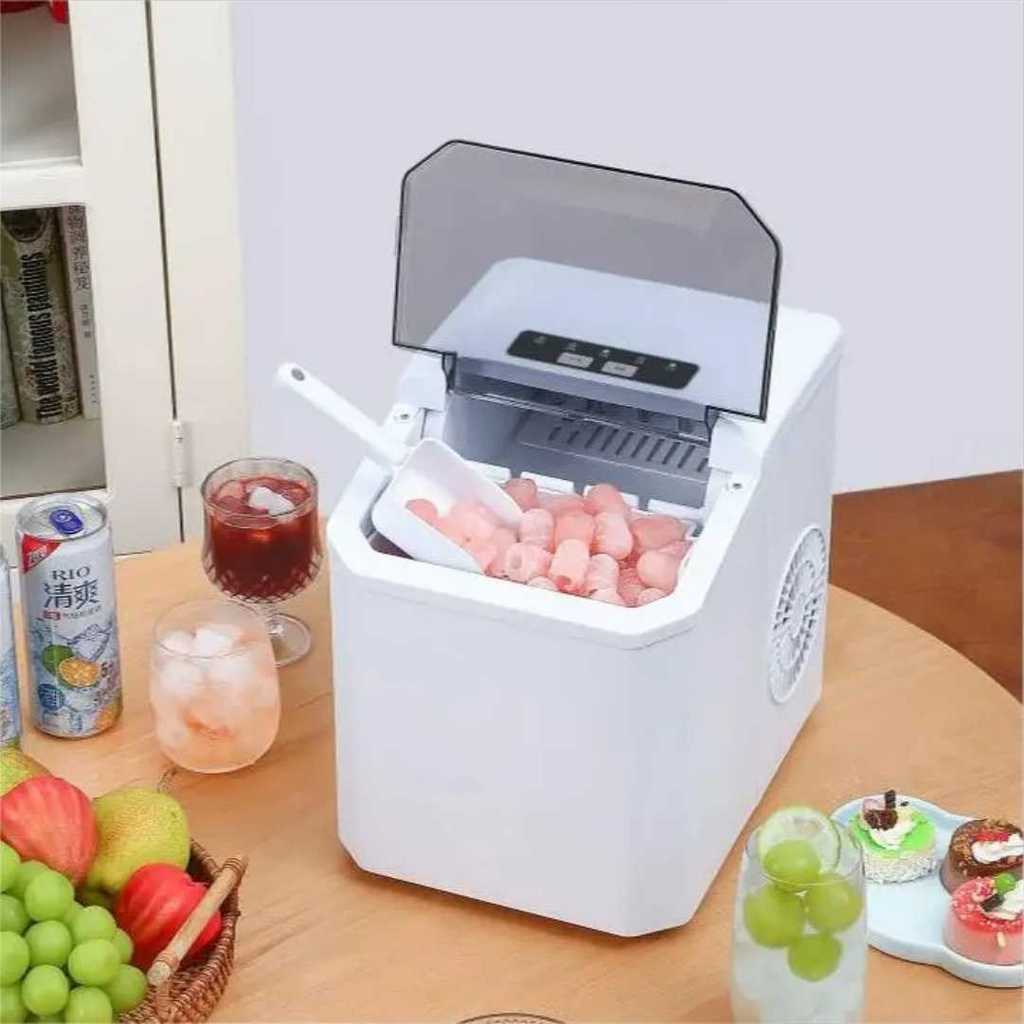 Mesin Es Batu Kristal Otomatis Mini Portable Ice Maker 12kg 100W