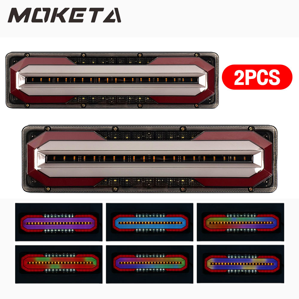 MOKETA Stop Lamp Truk 12-24 Volt Sepasang Senja Nyala Rgb Rem Kedip 32cm PICKUP STOPLAMP Model Kotak