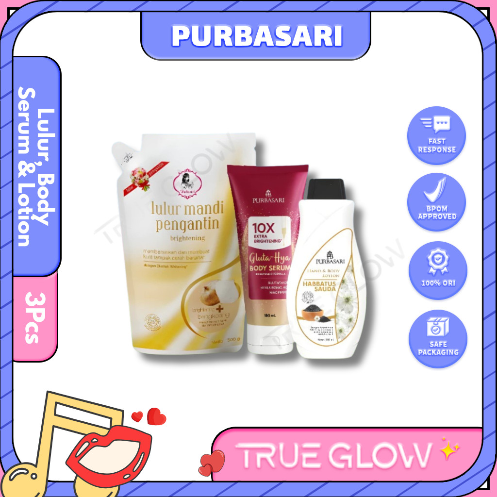 [COMBO GET 3] Purbasari Lulur Pengantin 500gr + PB Body Serum 180ml + PB Hand & Body Lation Habbatus