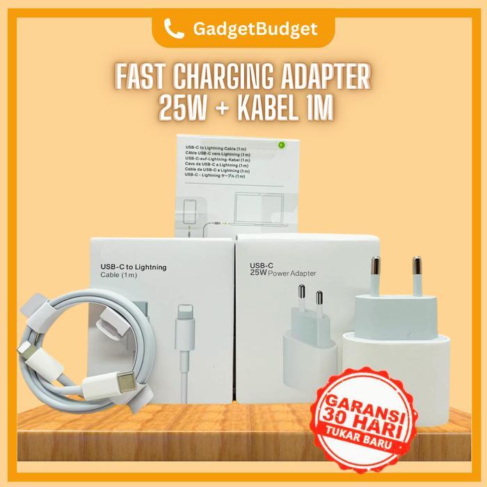 Charger iphone 25w fast charging original 100% casan ip x 11 12 13 14 - batok+kabel