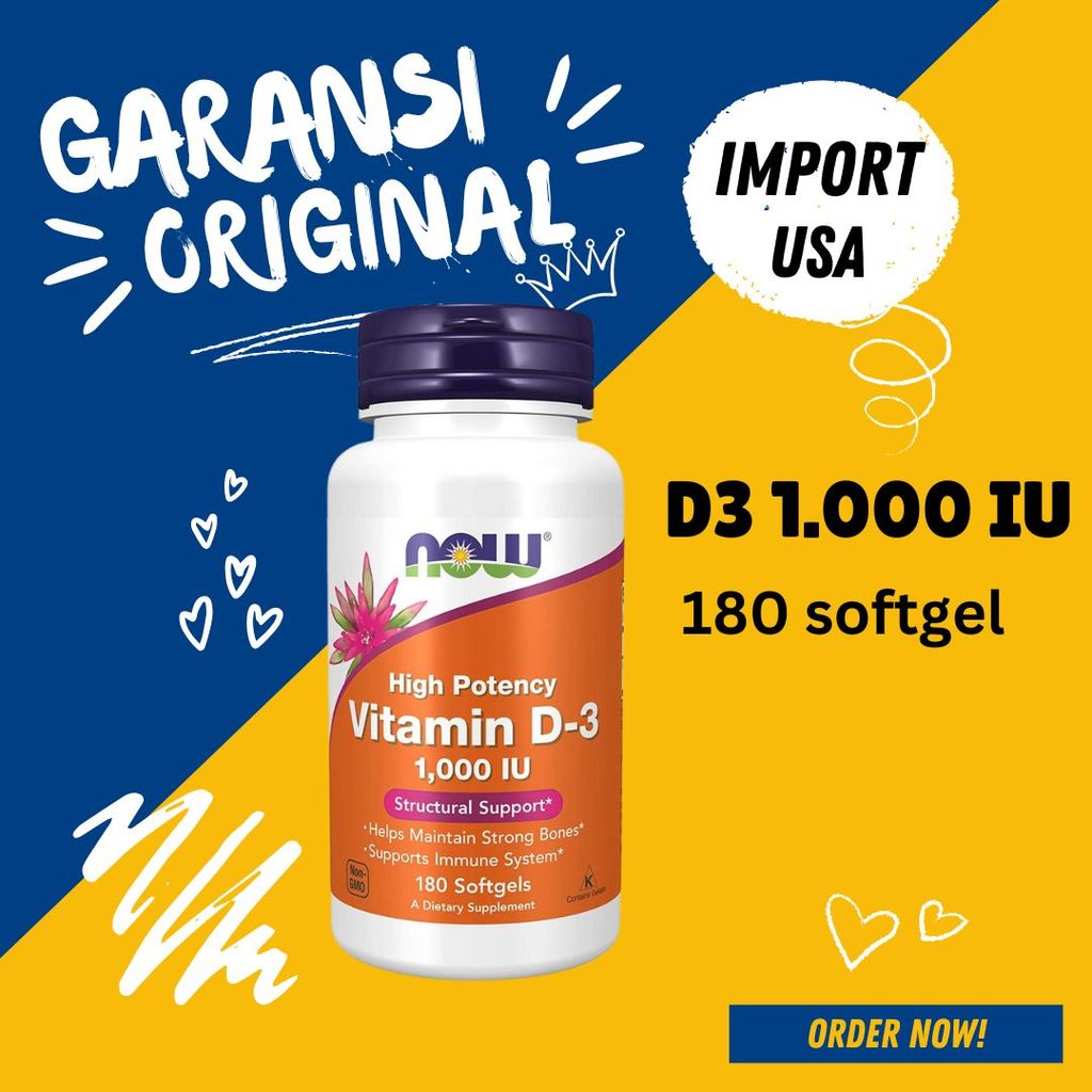 ORIGINAL Now Vit D3 1000IU 180 Gells Vitamin D3 1000 IU