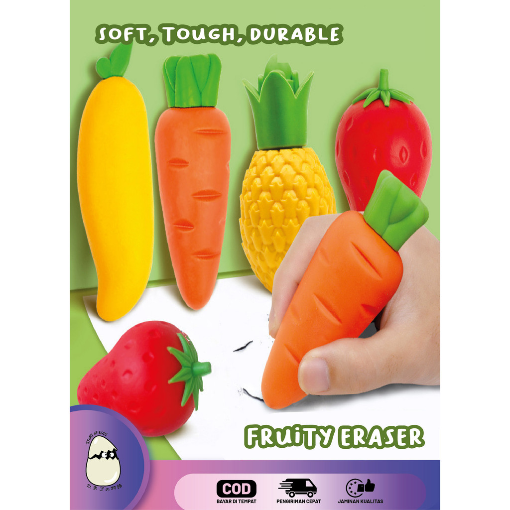 Fruits Eraser Penghapus Besar Bersih Penghapus aesthetic Hapusan l Penghapus Korea Japan Buah Lucu
