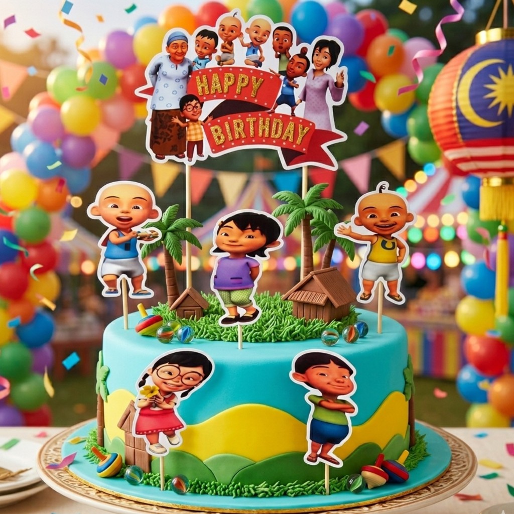 {CKI} Cake Topper Kertas Ulang Tahun Upin Ipin | Tusukan Hiasan Ulang Tahun Upin Ipin