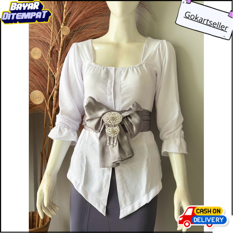 kebaya airflow kerah Sabrina tangan kerut/kebaya bali sabrina GKS