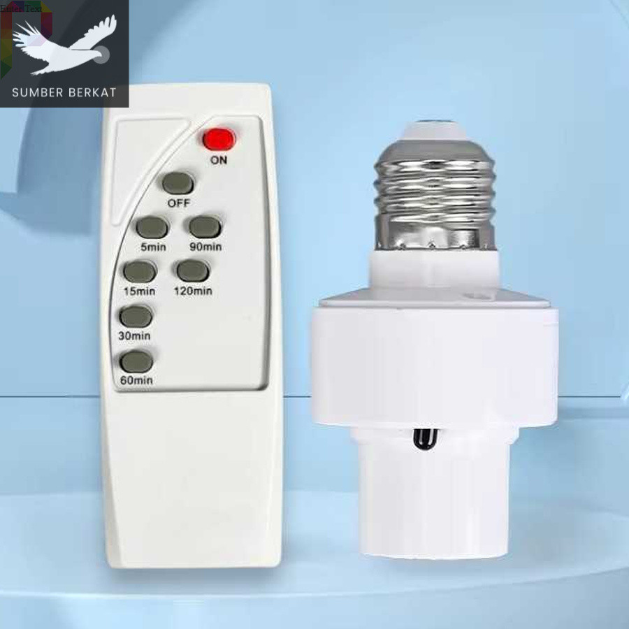 SBK Fitting Pitingan Fiting Lampu E27 dengan Remot Timer Otomatis On Off Remote Control Kontrol 40W