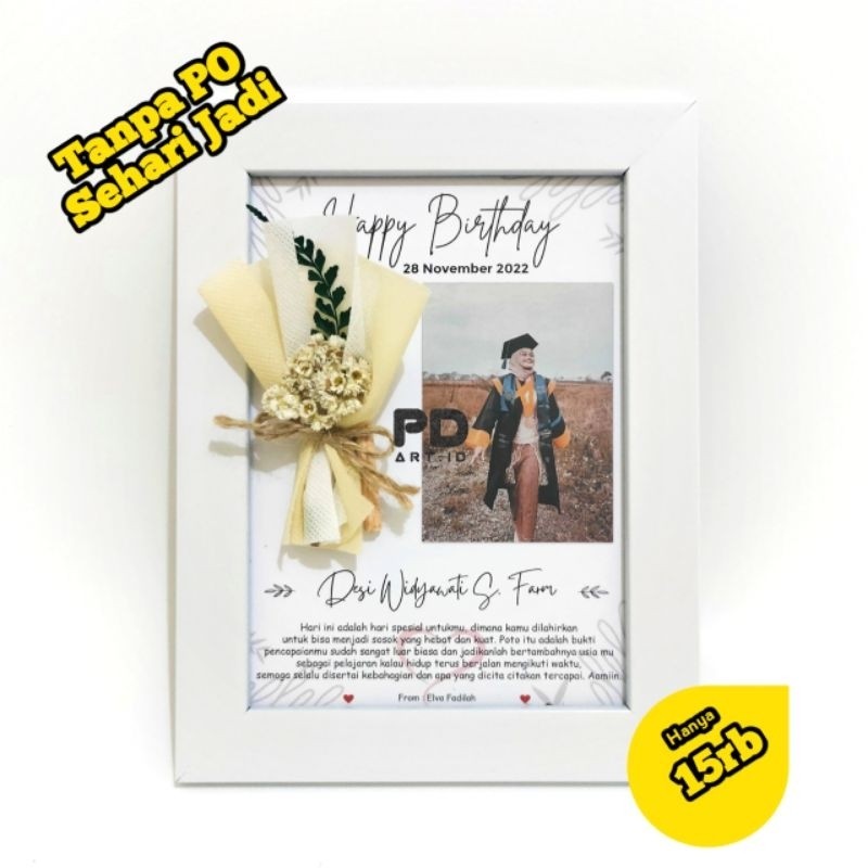 Garis Bingkai - Kado Ulang tahun Kado Pernikahan Kado wisuda frame bunga kering, Gift Foto Aesthetic