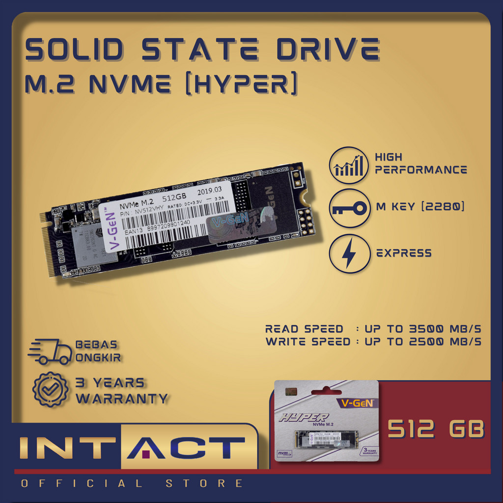 SSD V-GeN Hyper 512GB M.2 NVMe PCIe Gen 3.0 - SSD VGEN 512 GB M2 NVME