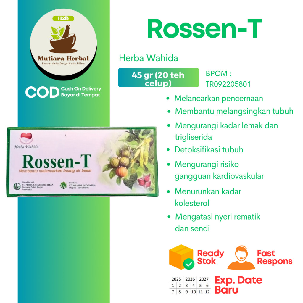 TERLARIS Rossen-T Slimming Detok Tea Teh Hijau Pelangsing Tubuh Detok Melancarkan Pencernaan Tea Asl