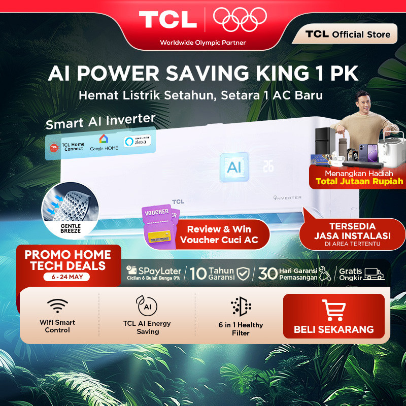 TCL AC AI Inverter Pro Wi-Fi 1 PK - Power Saving - Smart Home Control - Gentle Cool - Healthy Filter