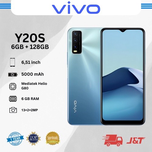 VIVO Y20s RAM 8GB+256GB/6.5" Layar Full/13MP HD Kamera/Android/HP Murah Bergaransi 1 Tahun