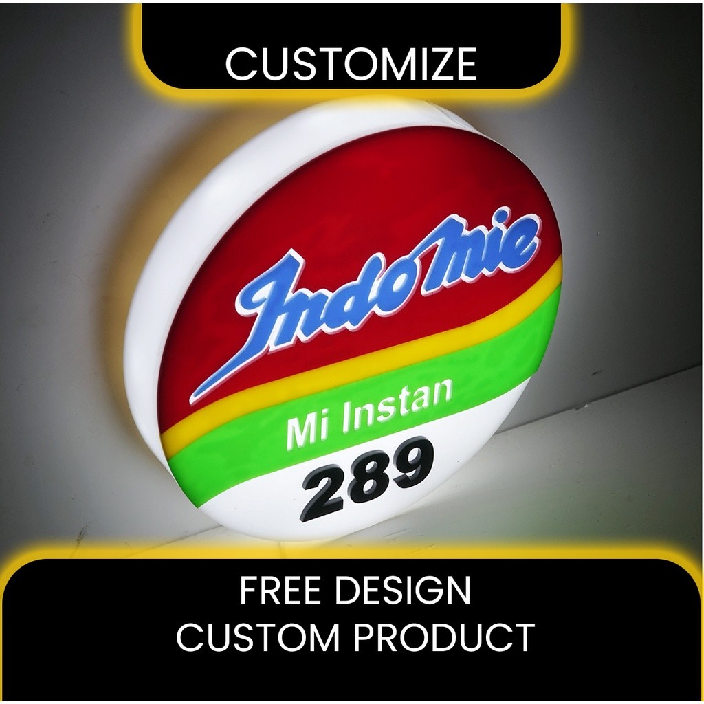 Emboss Minimalis Sign Box I Neon Box Round Huruf Timbul Design Custom