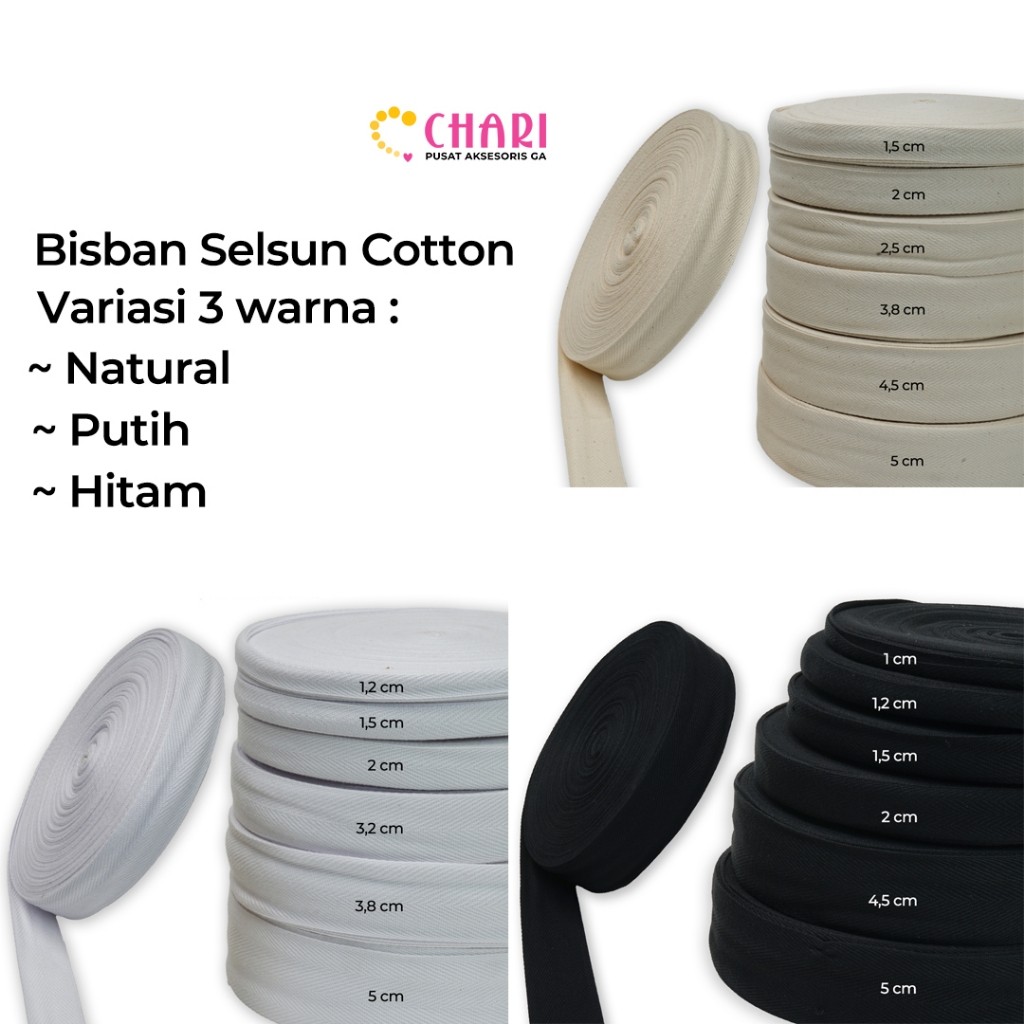 Charisma Bisban Selsun Katun - Bisban Polos/ Tali Selsun Katun/ Harga Per Yard (90cm)
