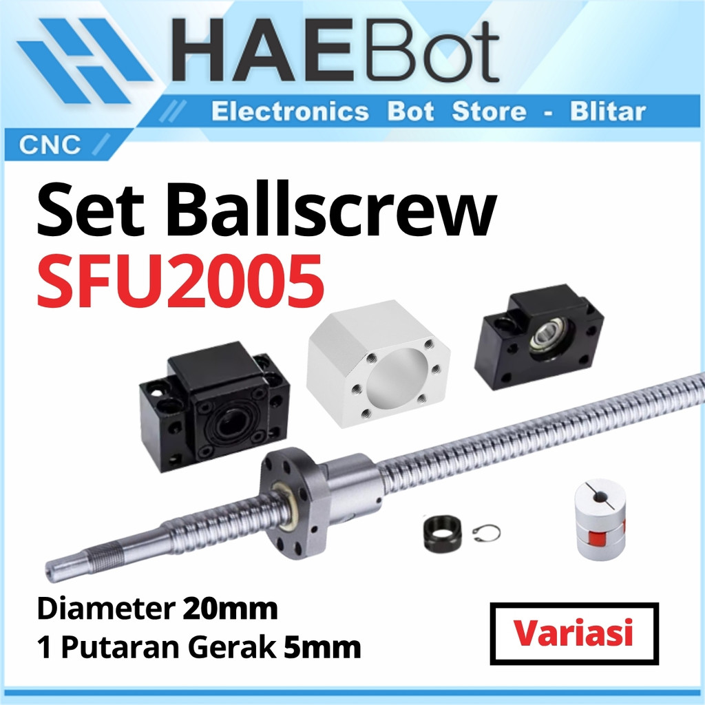 [HAEBOT] Set Ballscrew Ball screw SFU2005 SFU 2005 300mm 400mm 500mm 40cm 50cm BKBF Router Milling C