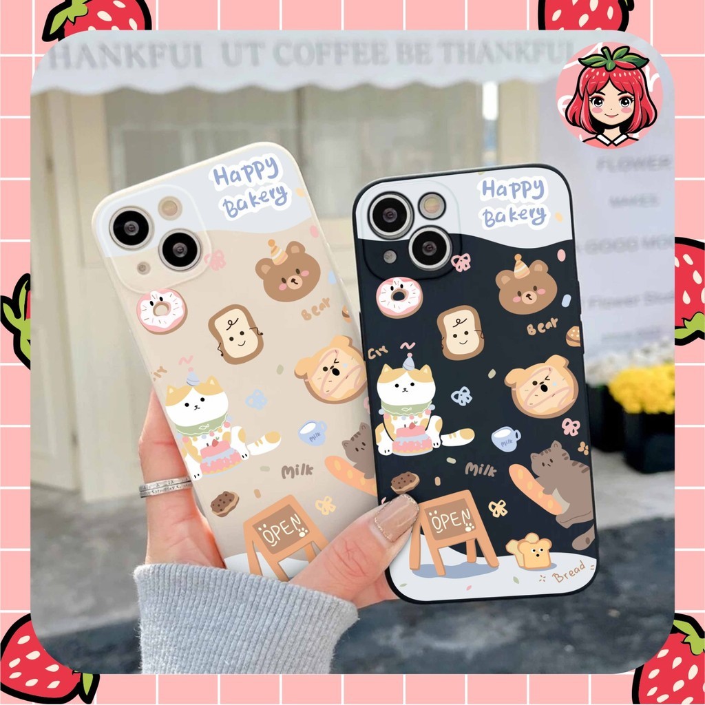 PRINTING LENS PROTECTOR Happy Bakery case oppo reno 11f 5g 4 7 6 5g a38 a58 a60 a18 4g A78 a73 a17k 