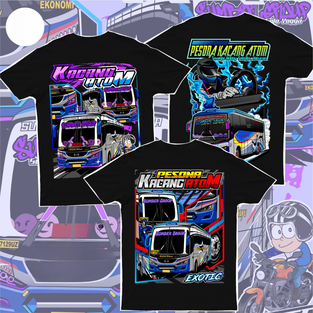 KAOS ANAK BUS PESONA KACANG ATOM SUGENG RAHAYU KAOS ANAK