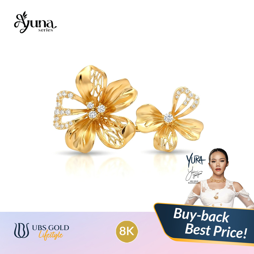 UBS Gold - Cincin Emas Ayuna - 8K - Model Bentuk Bunga - Cdc1042k