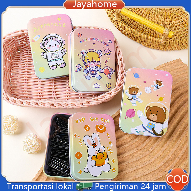 Kotak Kaleng Beruang Kecil Lucu Kreatif, Kotak Kemasan Logam untuk Jepit Rambut, Kotak Penyimpanan K