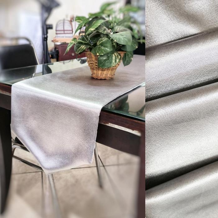Taplak meja makan 6 kursi / 8 kursi / table runner bahan kain polos emboss / taplak meja polos . Pan