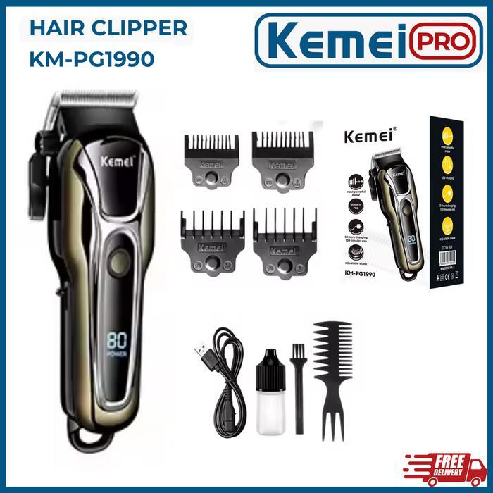 KEMEI PG1990 Alat Cukur Listrik Kemei PG1990 Cordless USB Cable KM-PG1990 Rechargeable Hair Clipper 