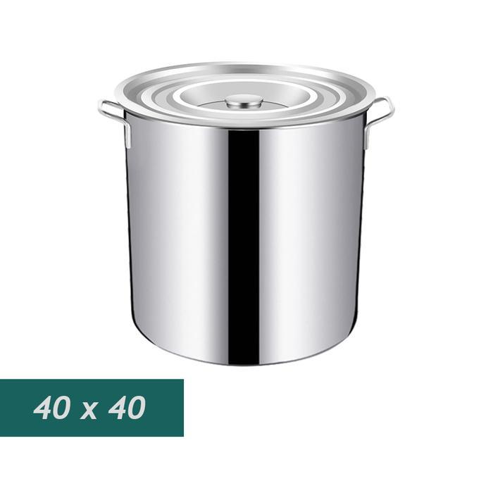 Qiek Panci Jumbo Stainless Steel 304 Panci Dandang Tebal Panci Bakso Stockpot Panci Kukus Panci Besa