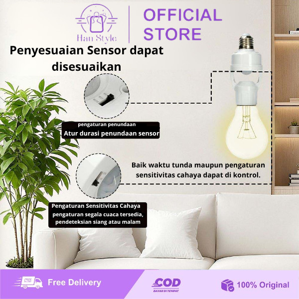 [HS]  Fitting Lampu Sensor Gerak Otomatis E27 Fitting Lampu Smart Sensor Gerak Infrared