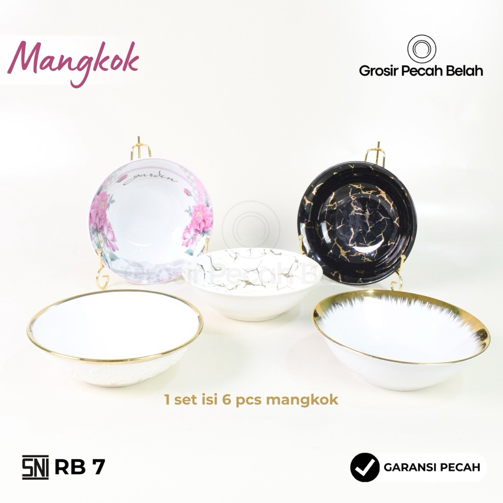 Mangkok | Mangkok 7 inch | Mangkok Keramik | Mangkok 6 pcs RB 7 - Grosir Pecah Belah