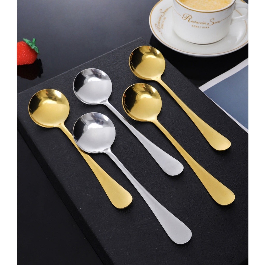 (WH)   Sendok Bulat Stainless Steel Anti Karat Sendok Korea Bulat Besi
