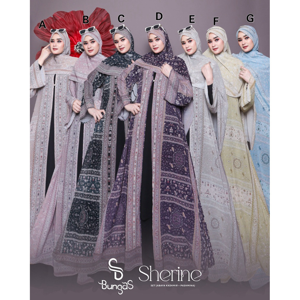 SHERINE Abaya Kashmir set pashmina by Bungas sedang trend RUMAH GAMIS SURABAYA