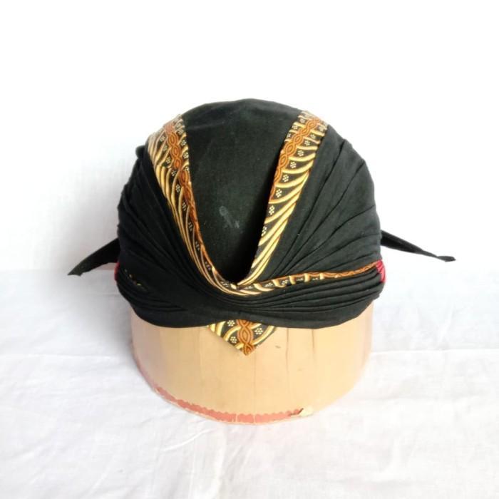 Blangkon Lipat Jogja Model Jebeh Warna Hitam Kombinasi Kuning Coklat KJ