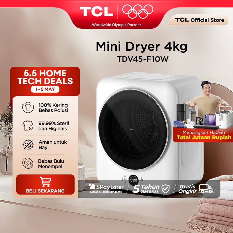 TCL Mini Dryer Kapasitas 4kg - Bebas Polusi - 100% Kering Tanpa Jemur - 99.9% Pakaian Steril - Aman 