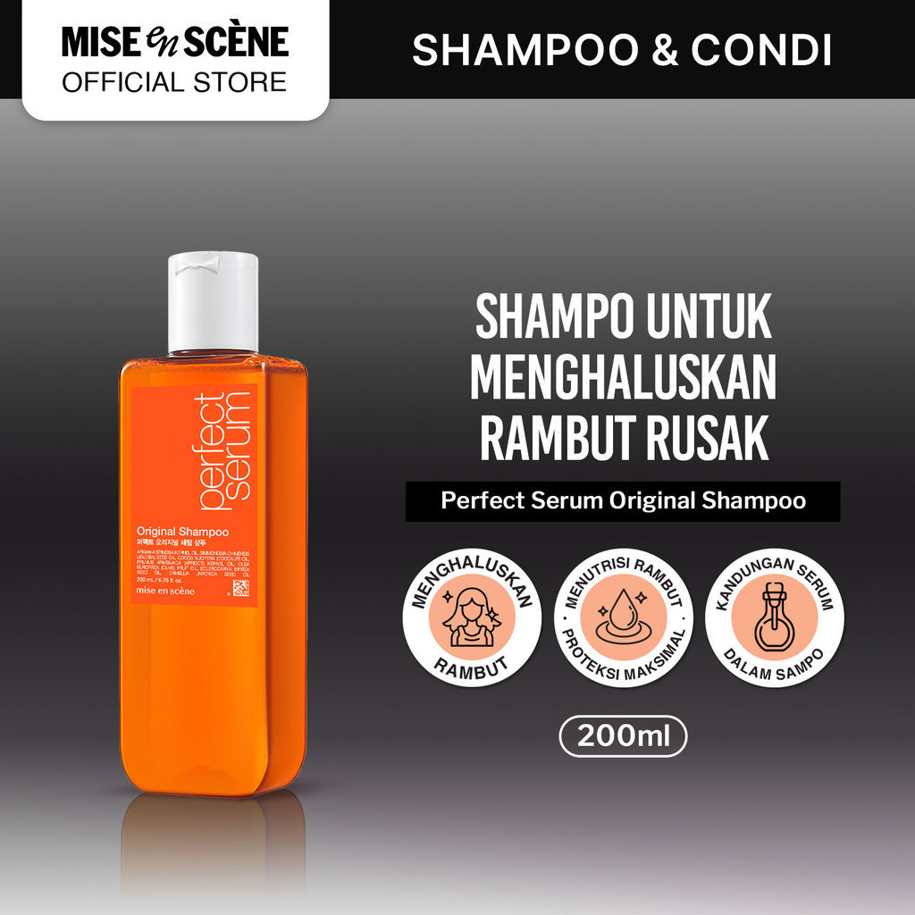 mise en scene Perfect Serum Original Shampoo 200ml - Shampoo Rambut Rusak Melembutkan Tanpa Kusut An